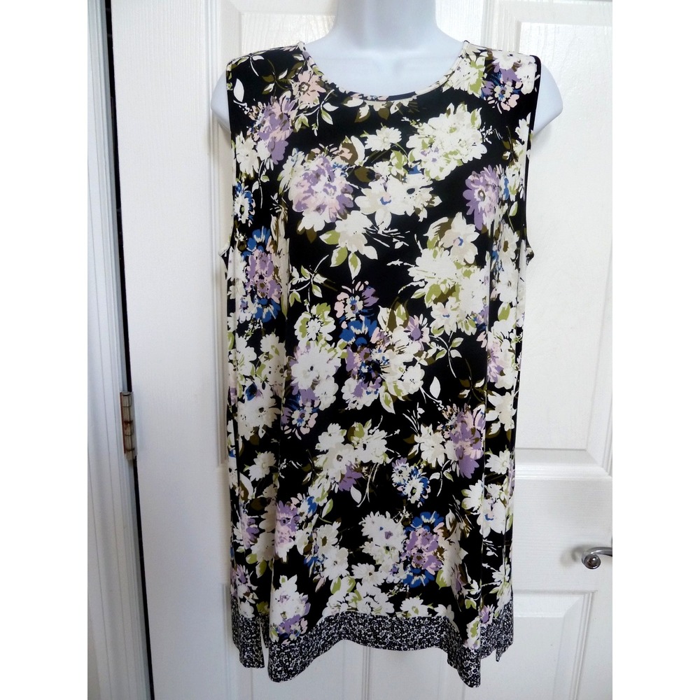 J. Jill Wearever Collection Floral Tunic Top Sz M Medium 10/12 Cottagecore Hi-Lo
